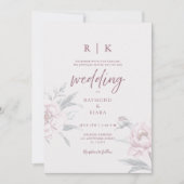 Invitation Elegant Minimal Dusky Pink Peony Floral Wedding (Devant)