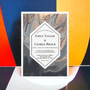 Invitation Élégant minimal en terre cuite noire Abstrait Mari