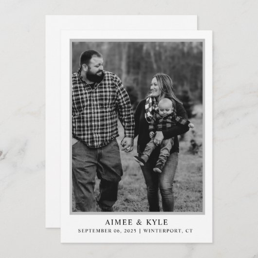 Invitation Élégant Minimal Enregistrer L'Invitation Date (Devant / Derrière)