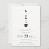 Invitation Élégant minimal Gras Typographie Graduation Cap (Devant)