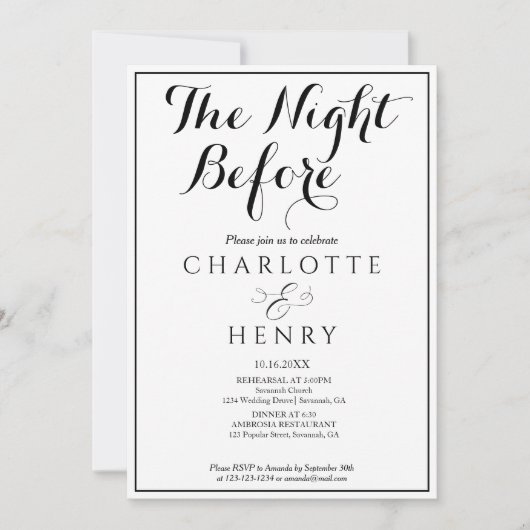 Invitation Élégant Minimal La Nuit Avant (Devant)