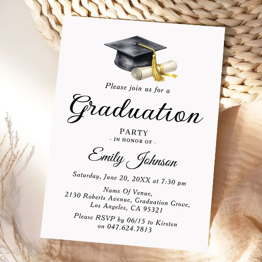 Invitation Elegant Minimal Minimalist Graduation