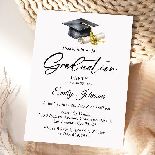 Invitation Elegant Minimal Minimalist Graduation