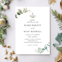 Élégant minimal Monogramme Mariage de verdure