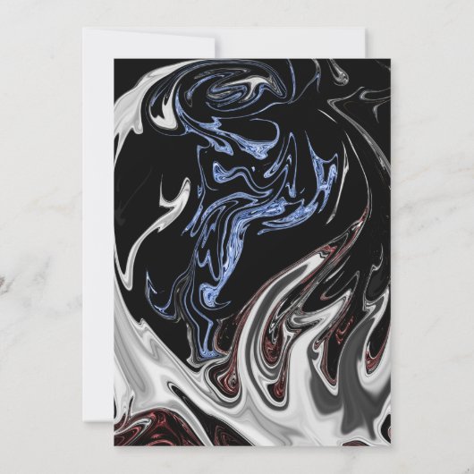 Invitation Élégant minimal noir blanc bleu Abstrait Mariage (Dos)