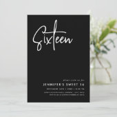 Invitation Élégant minimal noir blanc photo doux 16 (Debout devant)