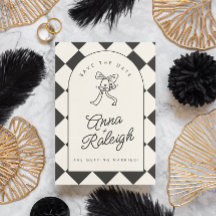 Élégant minimal noir et blanc Enregistrer la date