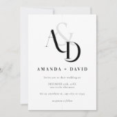 Invitation Élégant minimal noir et blanc Mariage simple (Devant)