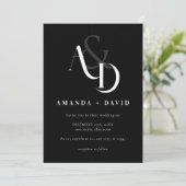 Invitation Élégant minimal noir et blanc Mariage simple (Debout devant)