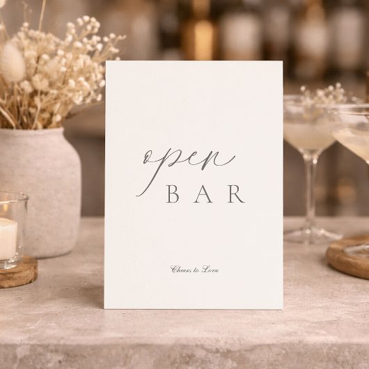 Invitation Elegant Minimal Open Bar Wedding Sign