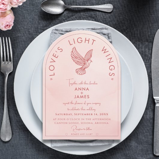 Invitation Elégant minimal roméo et Juliette Citation rose