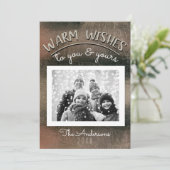 Invitation Elégant minimal Rose Gold Black Photo de Noël (Debout devant)