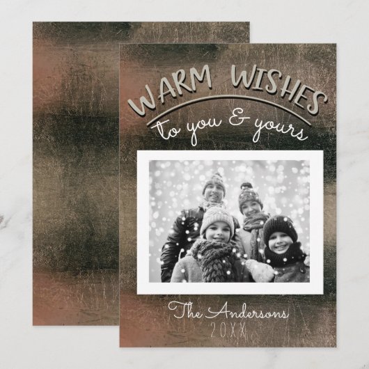 Invitation Elégant minimal Rose Gold Black Photo de Noël (Devant / Derrière)