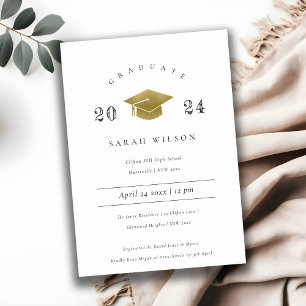 Invitation Élégant Minimal Simple Gold Foil Graduation Party