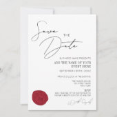 Invitation Élégant minimal Timbre de cire rouge Initiales de  (Devant)