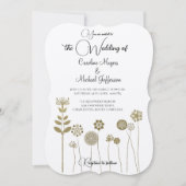 Invitation Élégant minimalisme floral or doux intemporel (Devant)