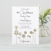 Invitation Élégant minimalisme floral or doux intemporel (Debout devant)