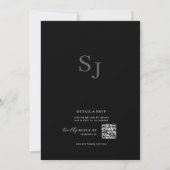 Invitation Elegant Minimalist Black Rustic Floral QR Wedding (Dos)