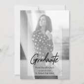 Invitation Elegant Minimalist Black & White Photo Graduation (Devant)