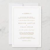 Invitation Elegant Minimalist Border Gold Muslim Wedding (Devant)