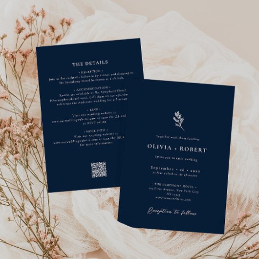 Invitation Elegant Minimalist Botanical All-In-One Wedding
