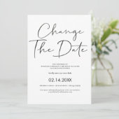 Invitation Elegant Minimalist Calligraphy Change The Date (Debout devant)