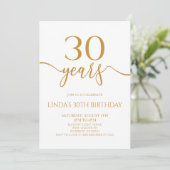 Invitation Elegant Minimalist Champagne 30th Birthday Party (Debout devant)