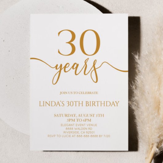 Invitation Elegant Minimalist Champagne 30th Birthday Party