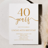 Invitation Elegant Minimalist Champagne 40th Birthday Party