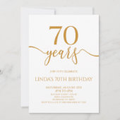 Invitation Elegant Minimalist Champagne 70th Birthday Party (Devant)