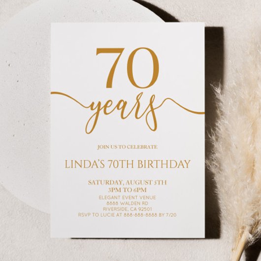 Invitation Elegant Minimalist Champagne 70th Birthday Party