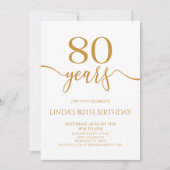 Invitation Elegant Minimalist Champagne 80th Birthday Party (Devant)