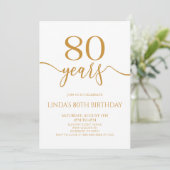 Invitation Elegant Minimalist Champagne 80th Birthday Party (Debout devant)