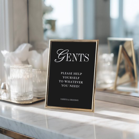 Invitation Elegant Minimalist Gents Bathroom Basket Sign