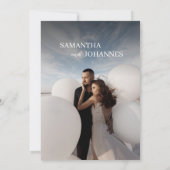 Invitation Elegant Minimalist Modern Blue Photo Wedding (Dos)