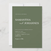 Invitation Elegant Minimalist Modern Green Photo Wedding  (Devant)