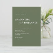 Invitation Elegant Minimalist Modern Green Photo Wedding  (Debout devant)
