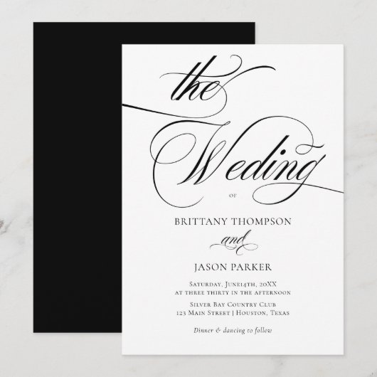 Invitation Elegant Minimalist modern Wedding (Devant / Derrière)