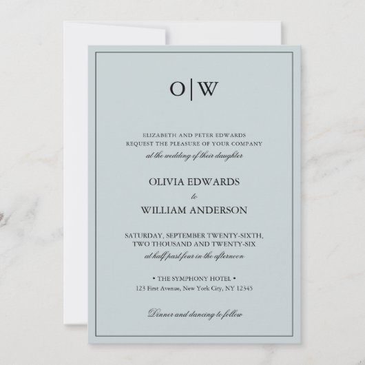 Invitation Elegant Minimalist Monogram Wedding (Devant)