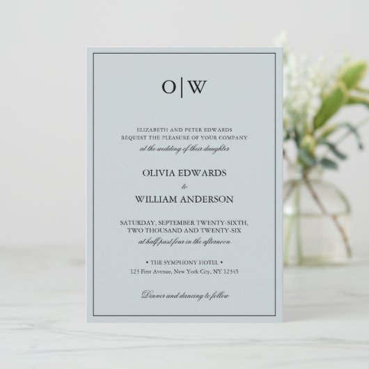 Invitation Elegant Minimalist Monogram Wedding (Debout devant)