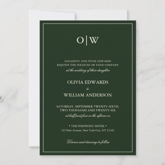 Invitation Elegant Minimalist Monogram Wedding (Devant)