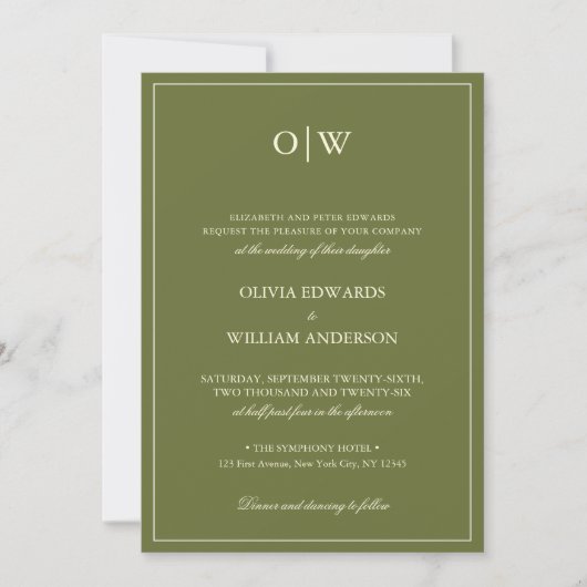 Invitation Elegant Minimalist Monogram Wedding (Devant)