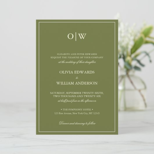 Invitation Elegant Minimalist Monogram Wedding (Debout devant)