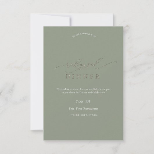 Invitation Elegant Minimalist Sage Green Rehearsal Dinner   (Devant)