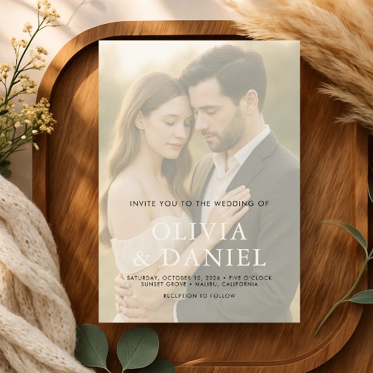 Invitation Elegant Minimalist Transparent Photo Wedding