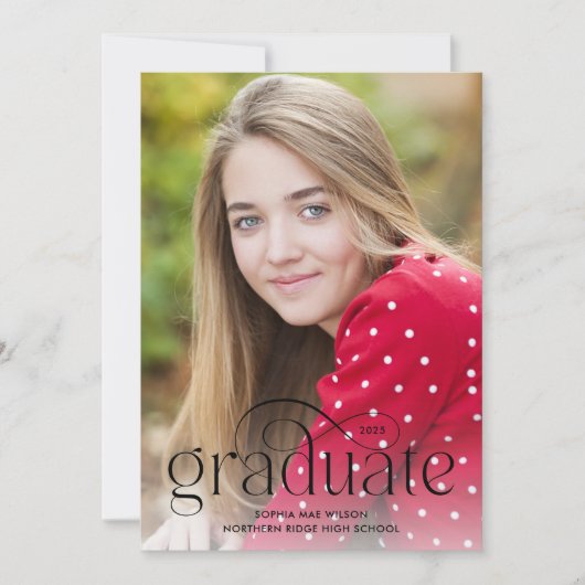 Invitation Elegant Minimalist Type Photo Graduation Party (Devant)