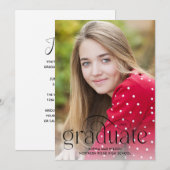 Invitation Elegant Minimalist Type Photo Graduation Party (Devant / Derrière)