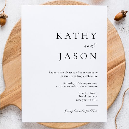 Invitation Elegant Minimalist Typography Script Wedding