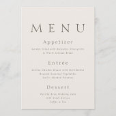 Invitation Elegant Minimalist Wedding Menu Card  (Devant)