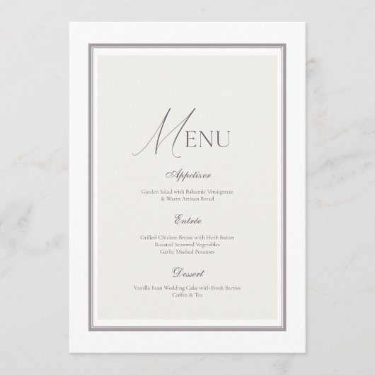 Invitation Elegant Minimalist Wedding Menu Card (Devant)